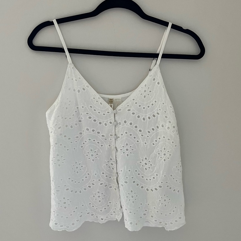 White Eyelet Tank Top
